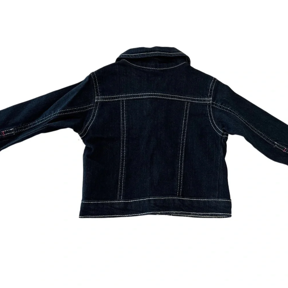 (NWT) Wrangler Kids Denim Jacket Dark Blue w/ Pink Details | Baby Girl 12 Months